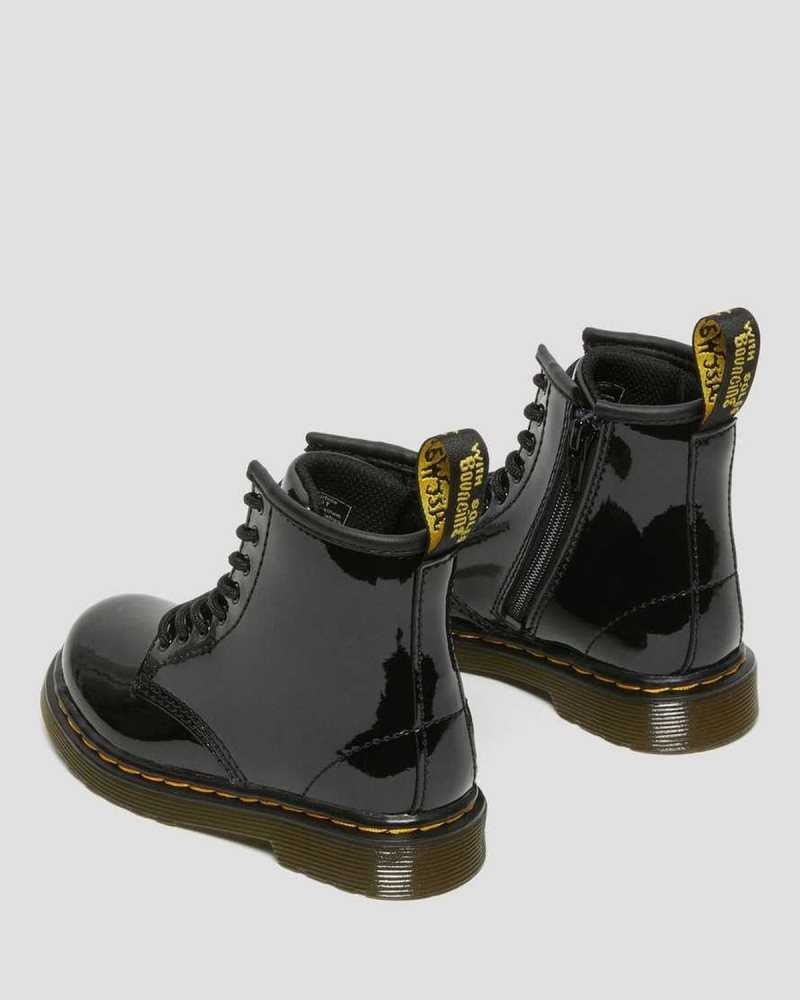 Black Dr. Martens Toddler 1460 Patent Leather Lace Up Boots | MKZLQ7934