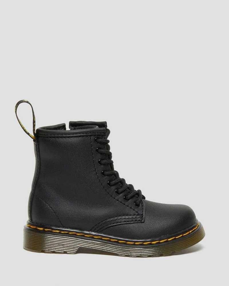 Black Dr. Martens Toddler 1460 Softy T Leather Lace Up Boots | JKSFW9186