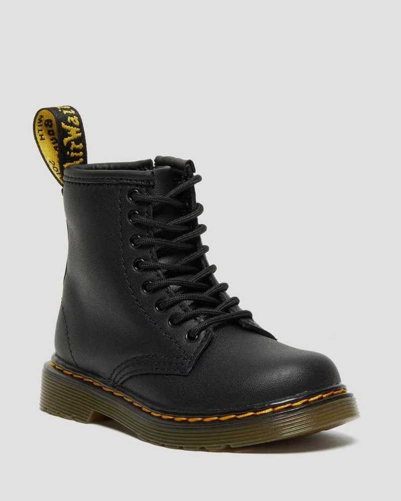 Black Dr. Martens Toddler 1460 Softy T Leather Lace Up Boots | JKSFW9186