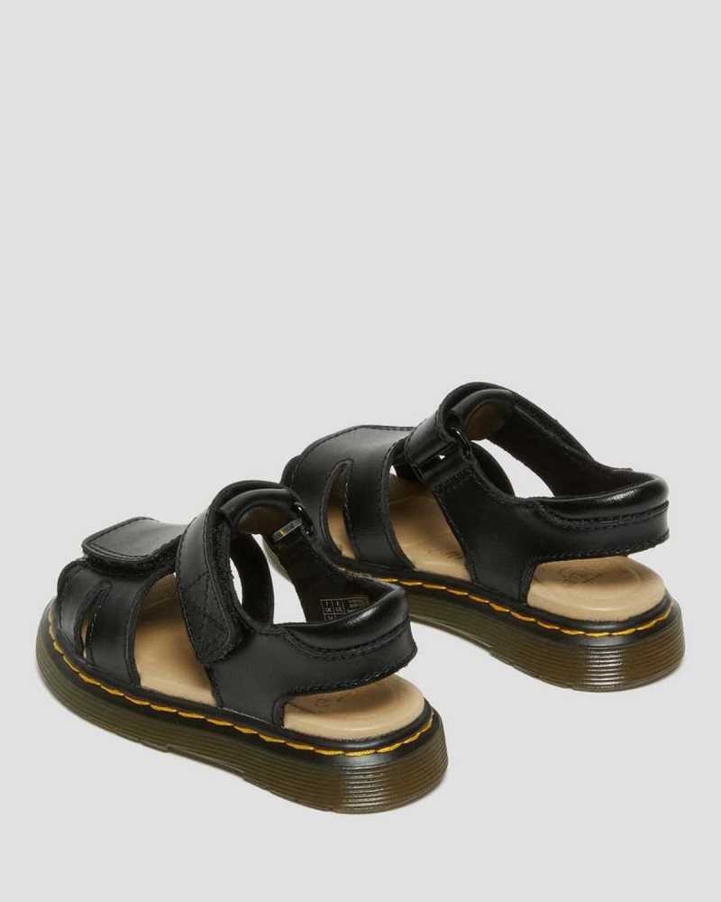 Black Dr. Martens Toddler Moby II Leather Velcro Sandals | YFUZW7543