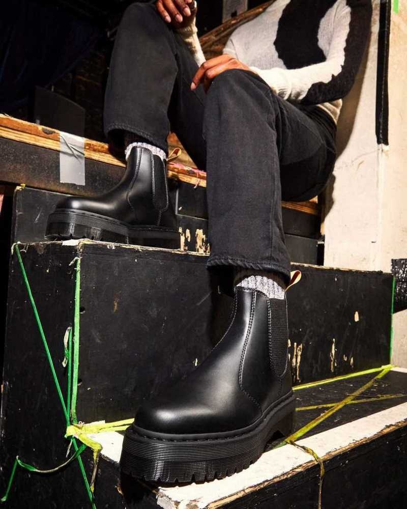 Black Dr. Martens Vegan 2976 Felix Platform Chelsea Boots | DJMHA4650