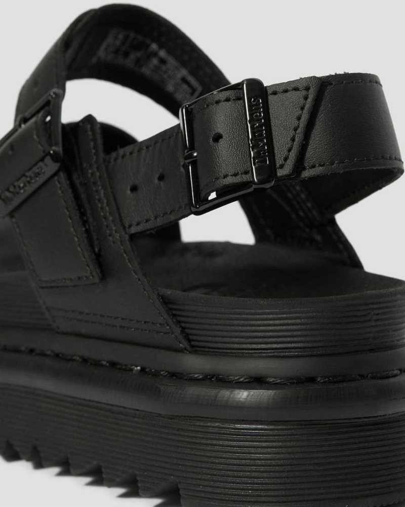 Black Dr. Martens Voss Leather Strap Sandals | SNQUI9046