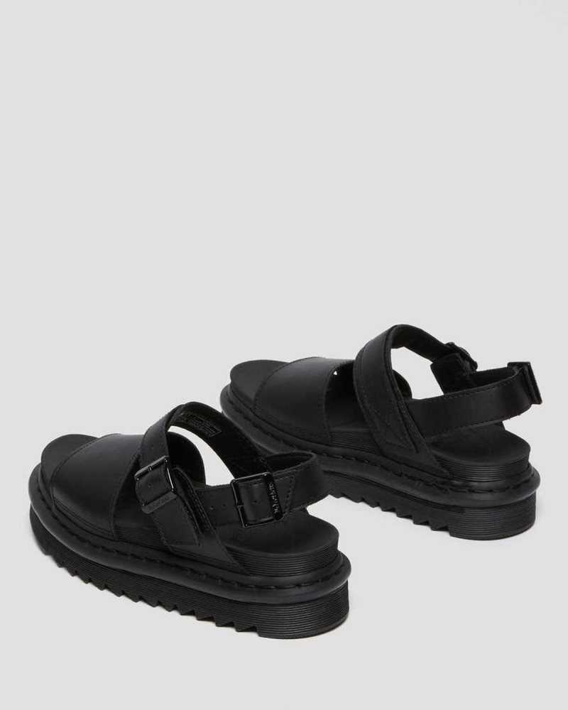 Black Dr. Martens Voss Leather Strap Sandals | SNQUI9046