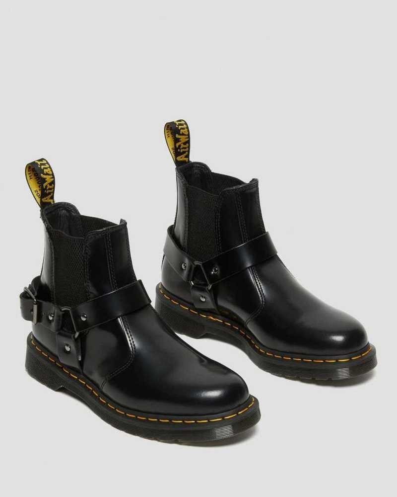 Black Dr. Martens Wincox Smooth Leather Buckle Boots | TEIUQ0436