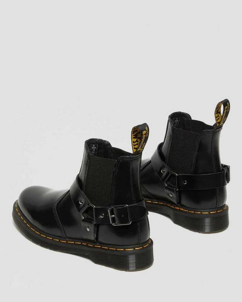 Black Dr. Martens Wincox Smooth Leather Buckle Boots | TEIUQ0436