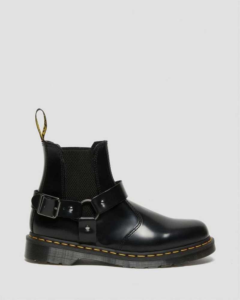 Black Dr. Martens Wincox Smooth Leather Buckle Boots | TEIUQ0436