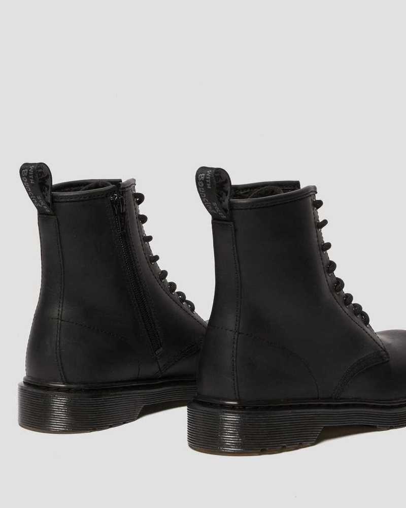 Black Dr. Martens Youth 1460 Faux Fur Lined Boots | CFKEH1407