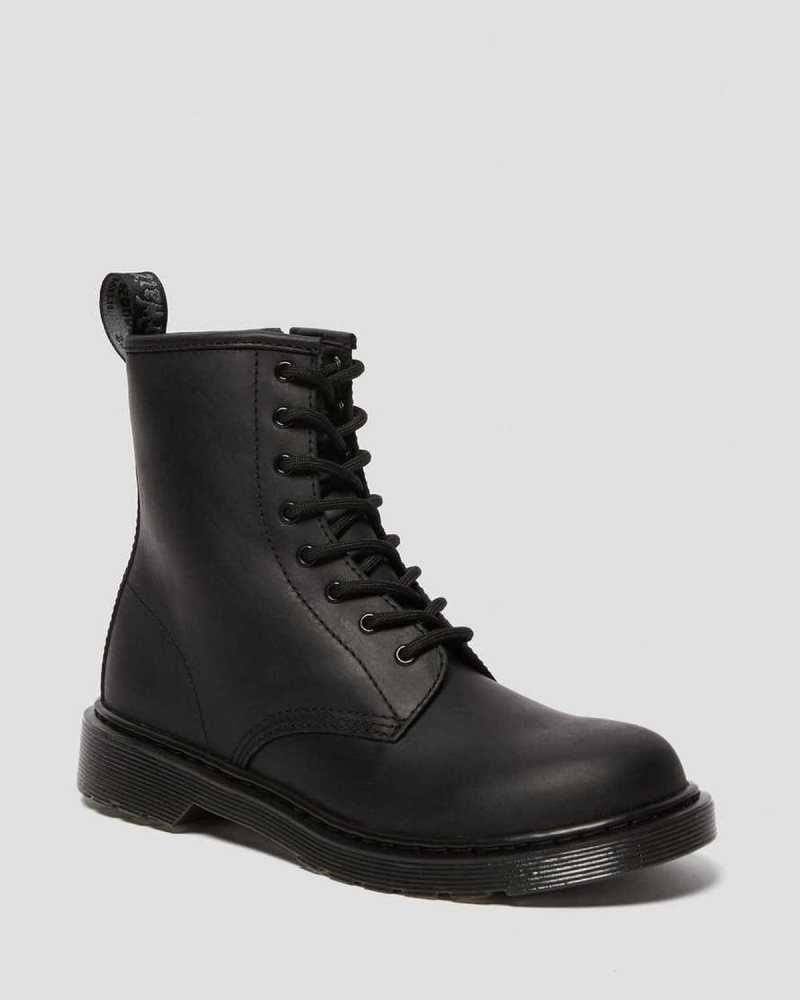 Black Dr. Martens Youth 1460 Faux Fur Lined Boots | CFKEH1407