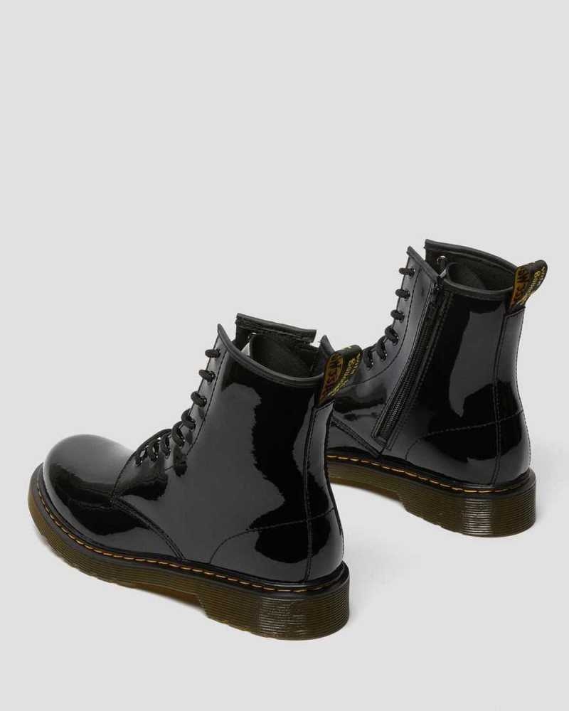 Black Dr. Martens Youth 1460 Patent Leather Lace Up Boots | WROBJ8594