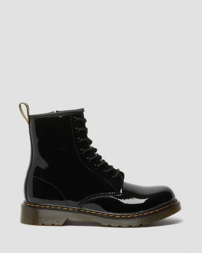 Black Dr. Martens Youth 1460 Patent Leather Lace Up Boots | WROBJ8594