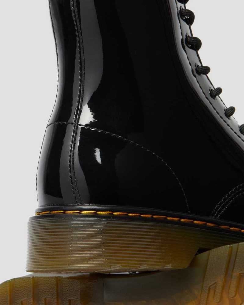 Black Dr. Martens Youth 1460 Patent Leather Lace Up Boots | WROBJ8594