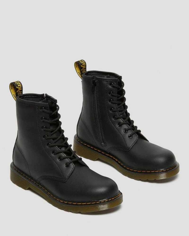 Black Dr. Martens Youth 1460 Softy T Leather Lace Up Boots | KUAEI0713