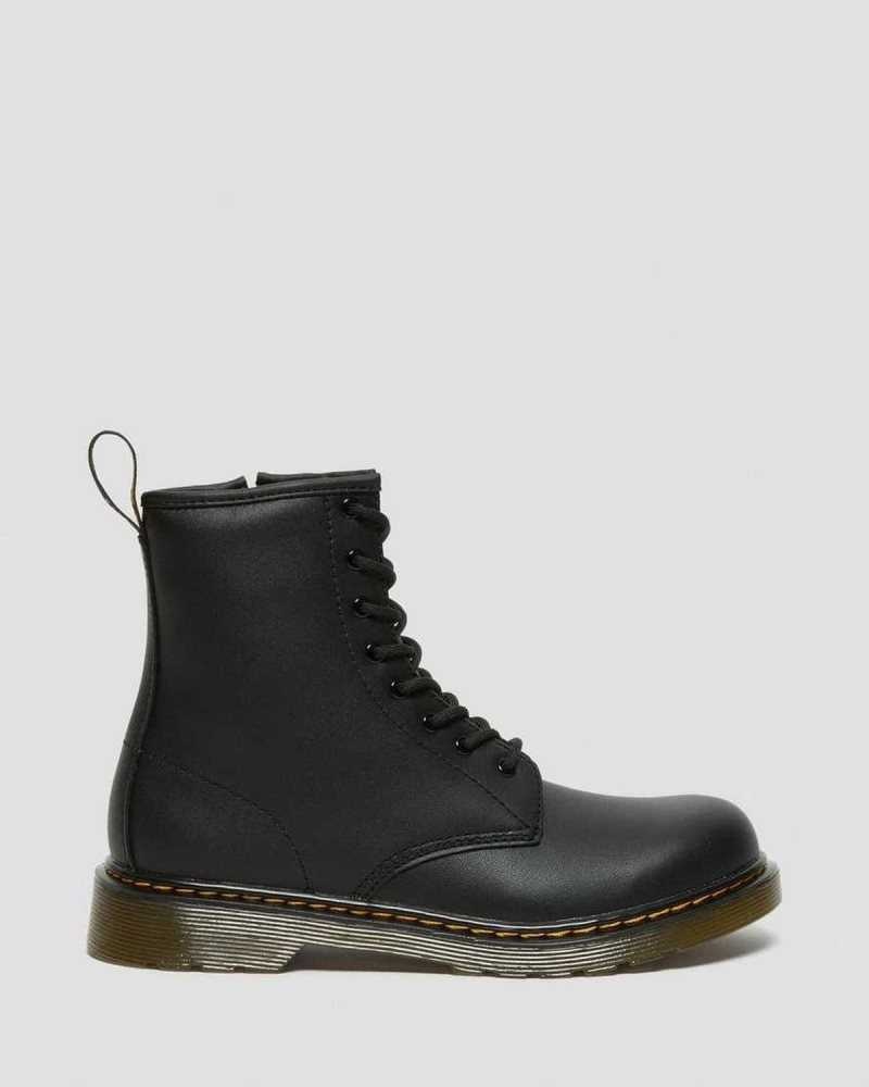 Black Dr. Martens Youth 1460 Softy T Leather Lace Up Boots | KUAEI0713