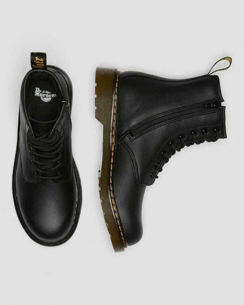 Black Dr. Martens Youth 1460 Softy T Leather Lace Up Boots | KUAEI0713