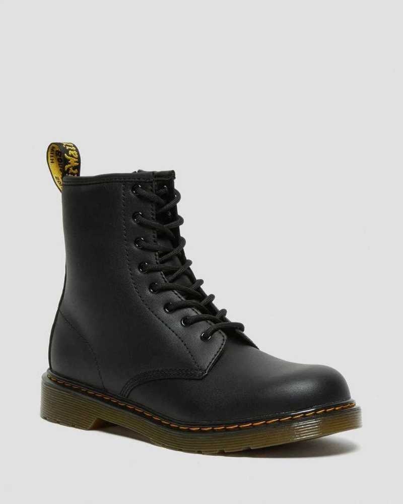 Black Dr. Martens Youth 1460 Softy T Leather Lace Up Boots | KUAEI0713