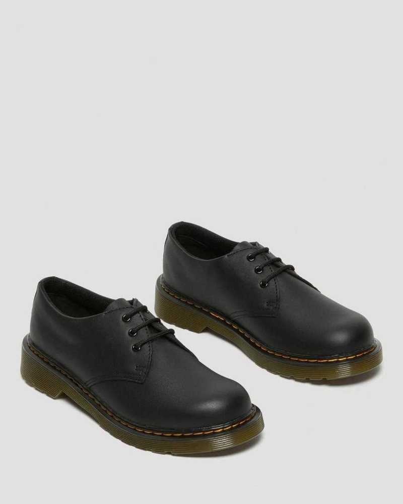 Black Dr. Martens Youth 1461 Softy T Leather Shoes | KRAUG3052