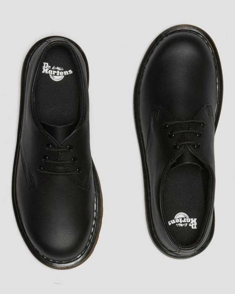 Black Dr. Martens Youth 1461 Softy T Leather Shoes | KRAUG3052