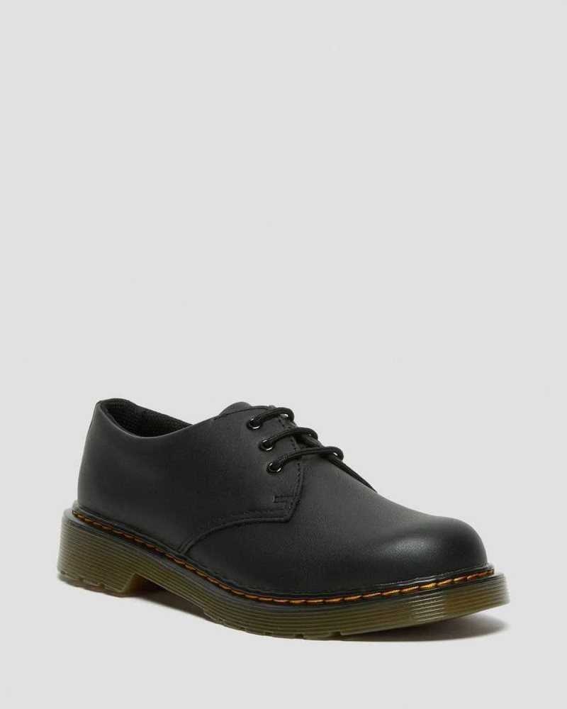 Black Dr. Martens Youth 1461 Softy T Leather Shoes | KRAUG3052