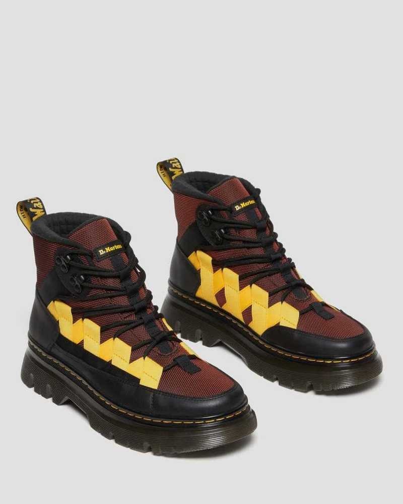 Black / Brown Dr. Martens Boury Contrast Nylon & Leather Casual Boots | HNQJX7815