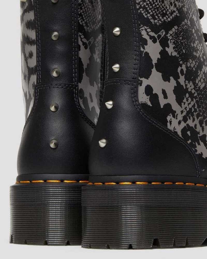 Black / Grey Dr. Martens Jadon Animal Clash Leather Platform Boots | PCFOD5429