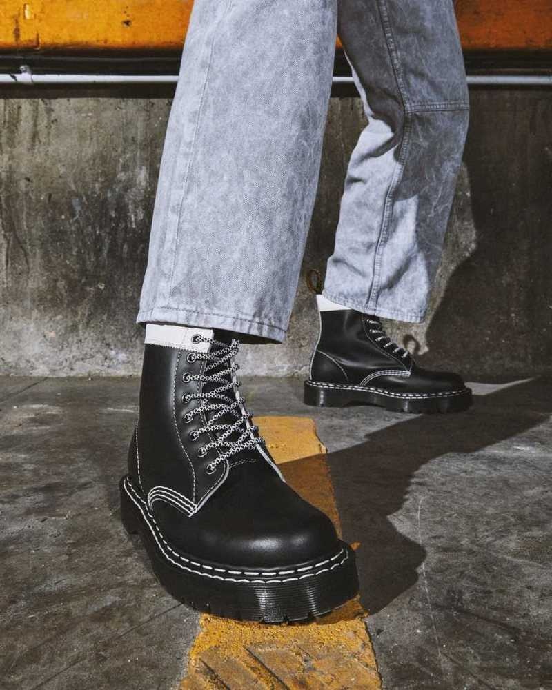 Black / White Dr. Martens 1460 Pascal Bex Leather Contrast Lace Up Boots | PTVZB5862