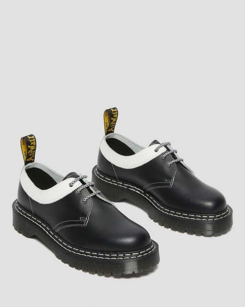 Black / White Dr. Martens 1461 Bex Smooth Contrast Leather Oxford Shoes | FJQGI4852