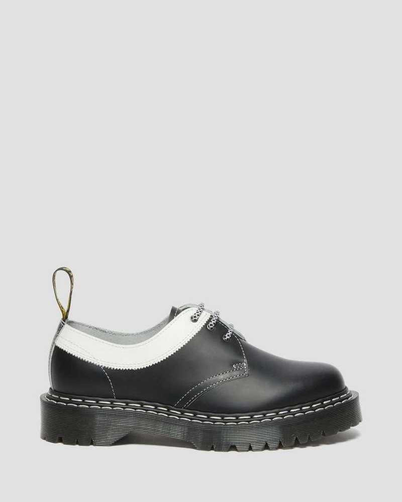 Black / White Dr. Martens 1461 Bex Smooth Contrast Leather Oxford Shoes | FJQGI4852