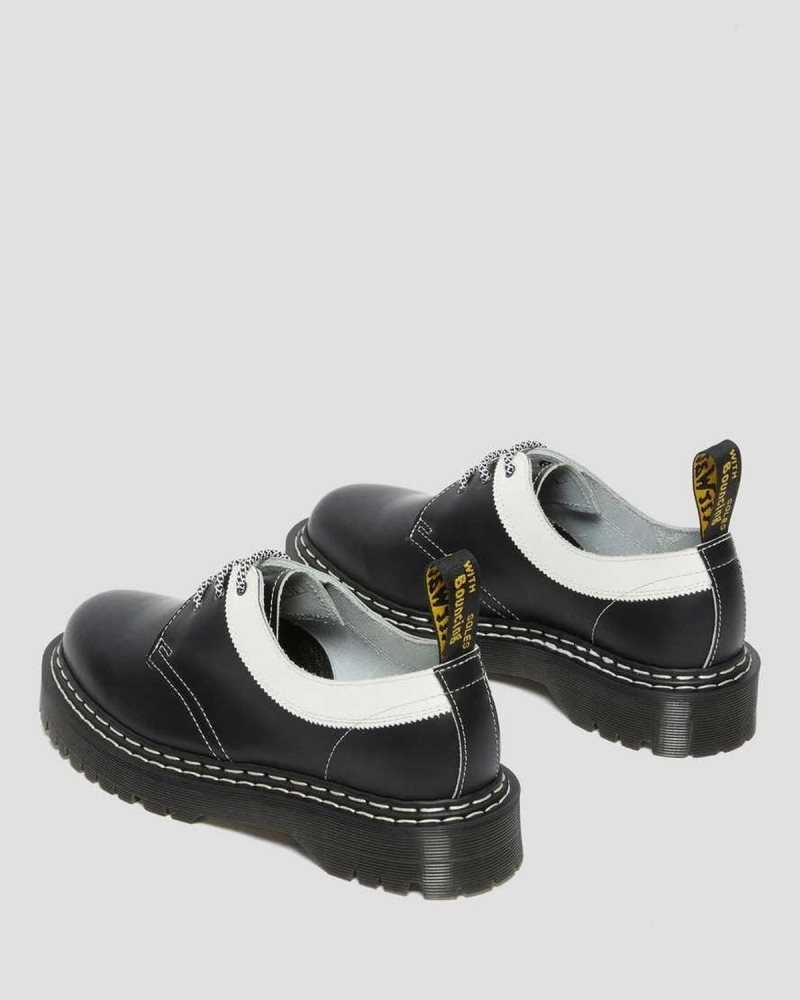 Black / White Dr. Martens 1461 Bex Smooth Contrast Leather Oxford Shoes | CQPMD4753