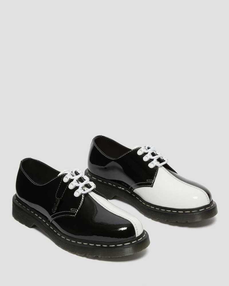 Black / White Dr. Martens 1461 Tokyo Patent Leather Oxford Shoes | FXZTP7684