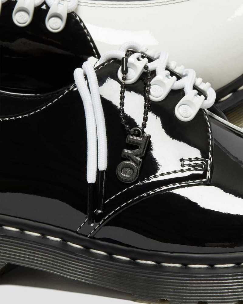 Black / White Dr. Martens 1461 Tokyo Patent Leather Oxford Shoes | FXZTP7684