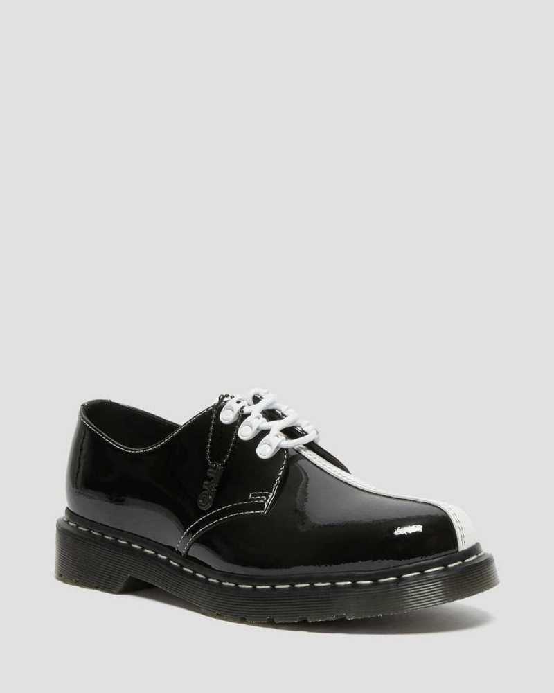 Black / White Dr. Martens 1461 Tokyo Patent Leather Oxford Shoes | FXZTP7684