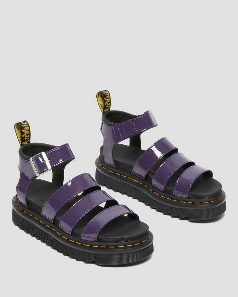 Blackcurrant Patent Lamper Dr. Martens Blaire Patent Leather Strap Sandals | OEPTJ9078