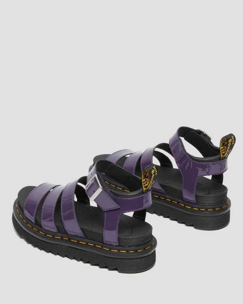 Blackcurrant Patent Lamper Dr. Martens Blaire Patent Leather Strap Sandals | OEPTJ9078