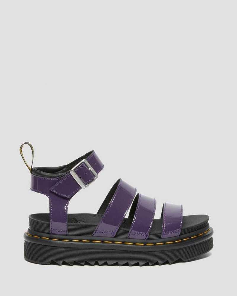 Blackcurrant Patent Lamper Dr. Martens Blaire Patent Leather Strap Sandals | OEPTJ9078