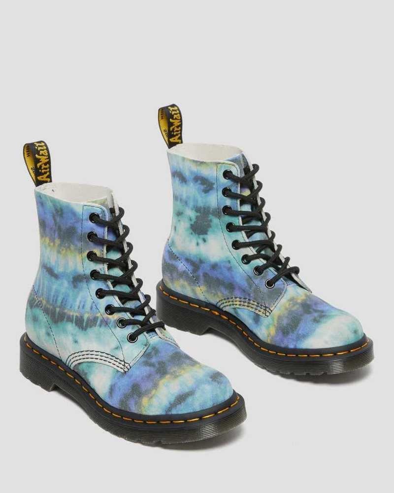 Blue Dr. Martens 1460 Pascal Tie Dye Leather Lace Up Boots | QHFGY3864