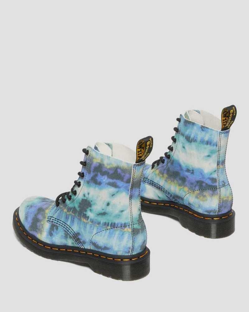 Blue Dr. Martens 1460 Pascal Tie Dye Leather Lace Up Boots | QHFGY3864