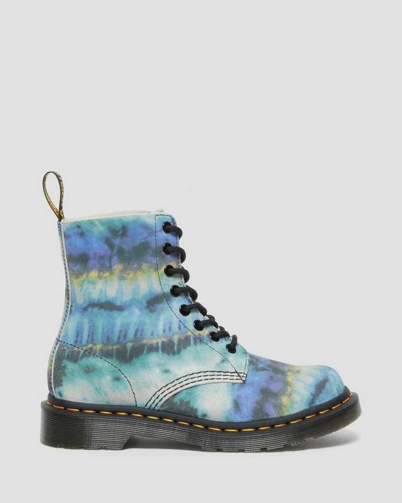 Blue Dr. Martens 1460 Pascal Tie Dye Leather Lace Up Boots | QHFGY3864