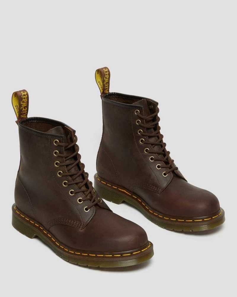 Brown Dr. Martens 1460 Crazy Horse Leather Lace Up Boots | WQYSC5693