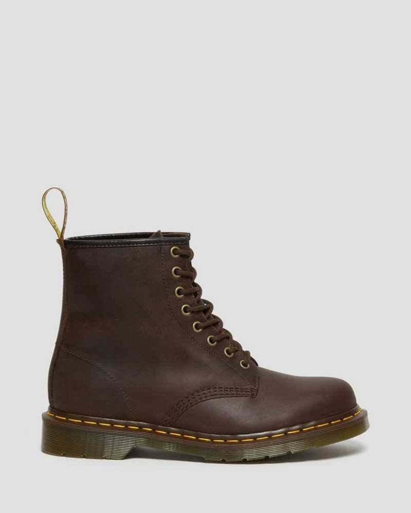 Brown Dr. Martens 1460 Crazy Horse Leather Lace Up Boots | WQYSC5693