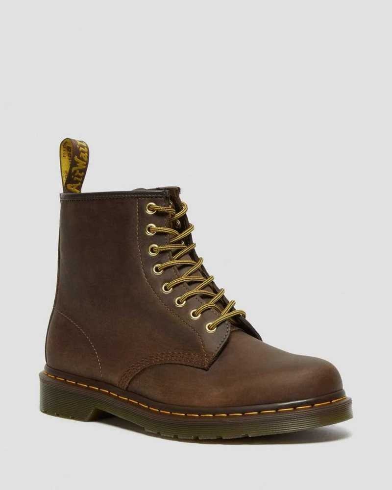 Brown Dr. Martens 1460 Crazy Horse Leather Lace Up Boots | YNKSH6197