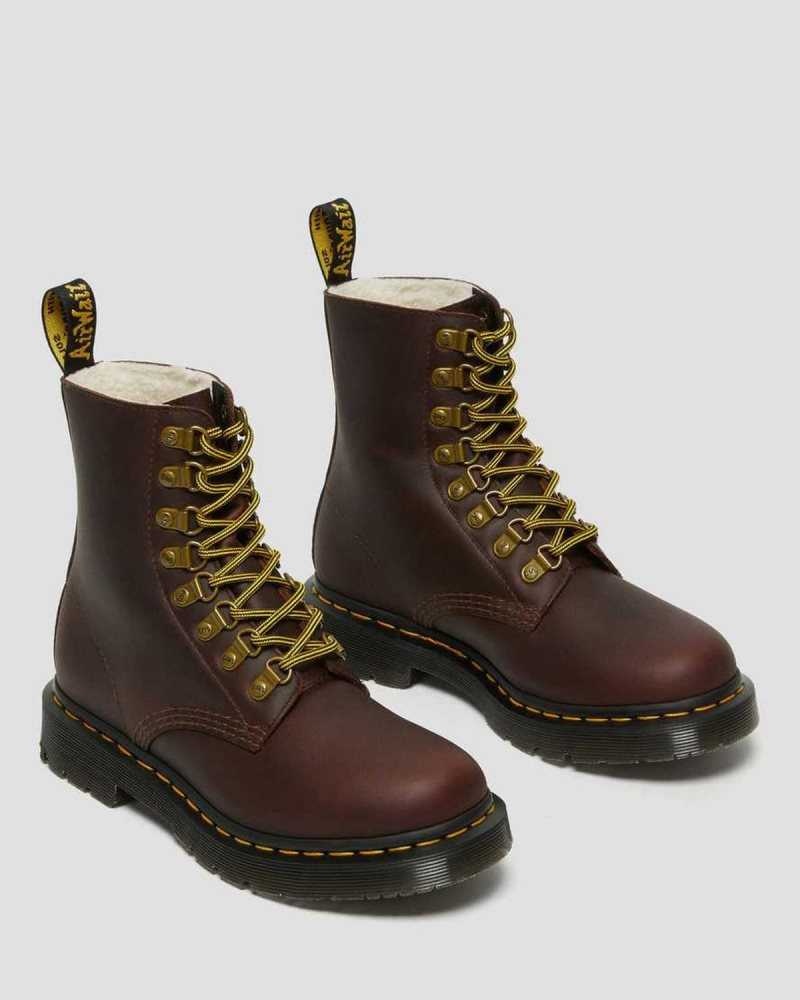 Brown Dr. Martens 1460 Pascal DM's Wintergrip Leather Lace Up Boots | MAEYK4398