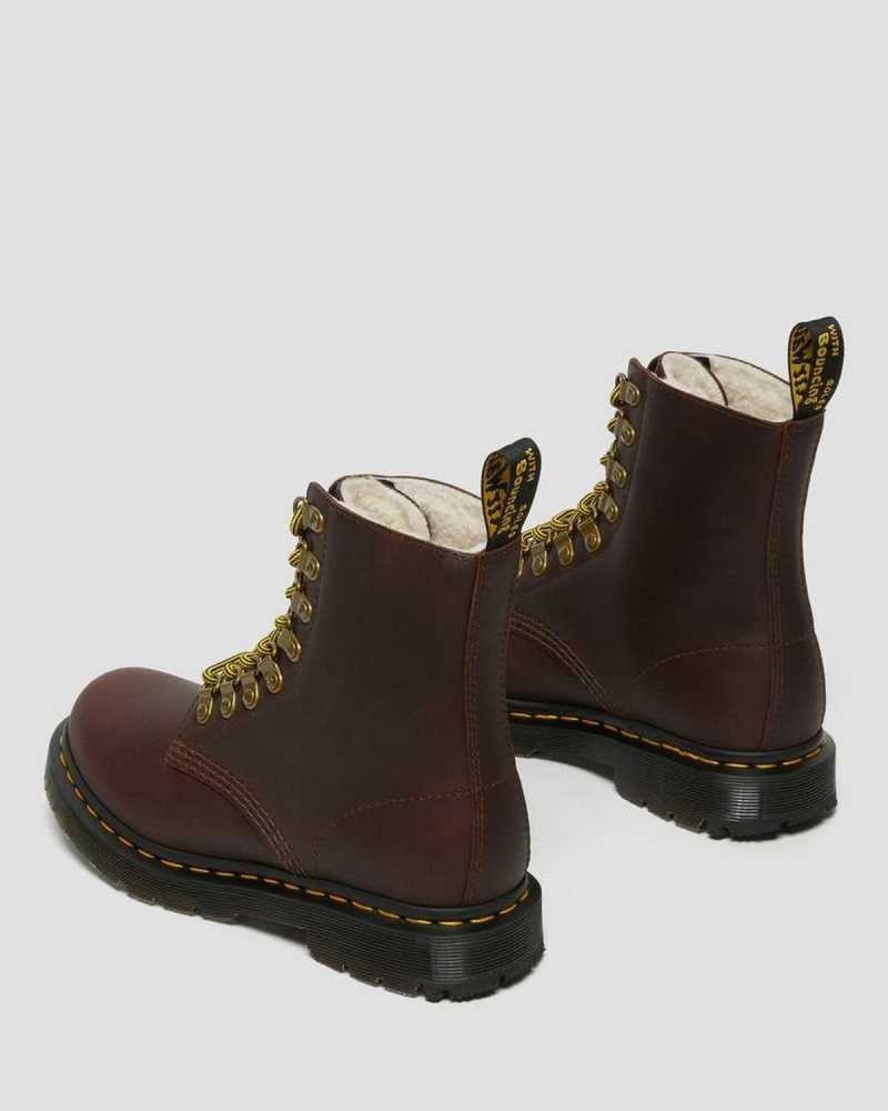 Brown Dr. Martens 1460 Pascal DM's Wintergrip Leather Lace Up Boots | MAEYK4398