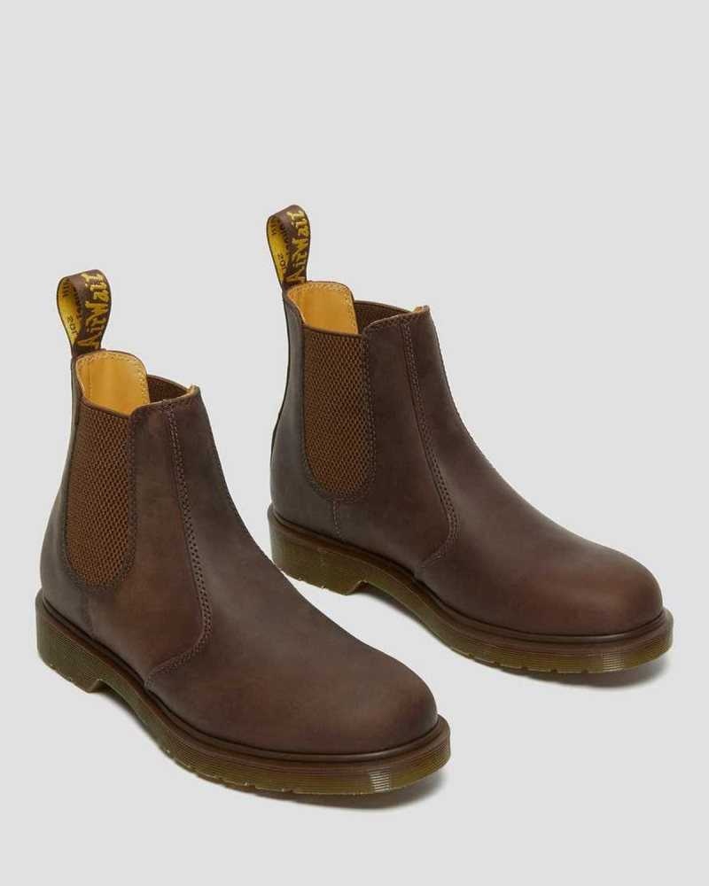 Brown Dr. Martens 2976 Crazy Horse Leather Chelsea Boots | WTUSY9260