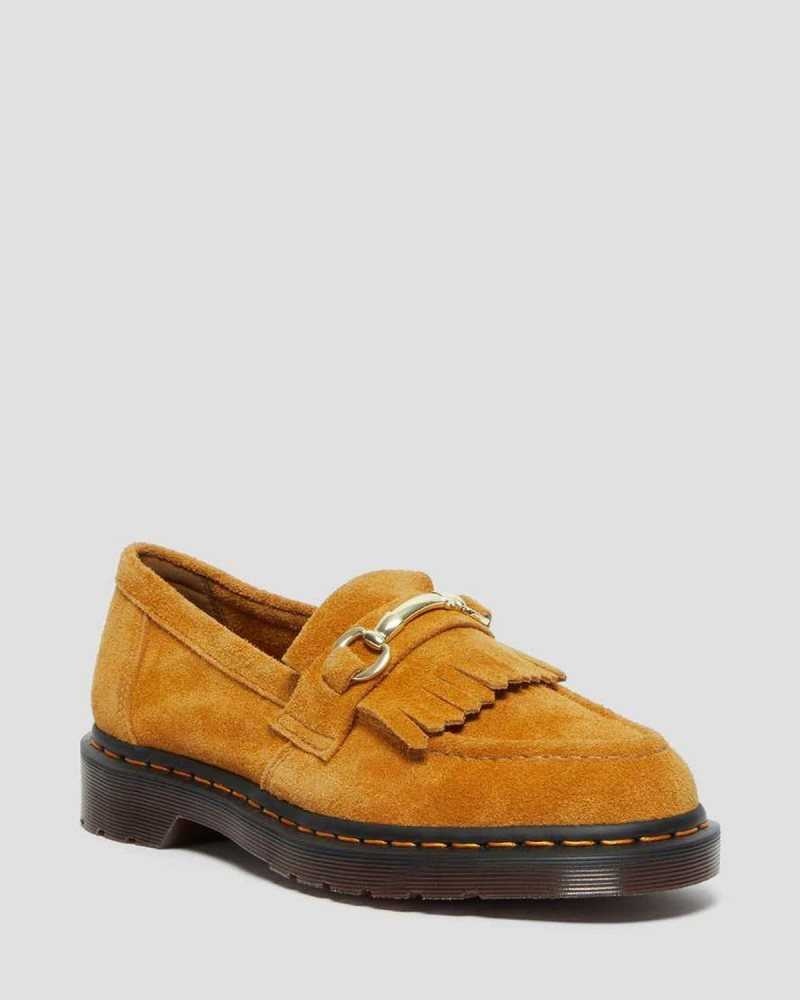 Brown Dr. Martens Adrian Snaffle Suede Loafers | SALJN5673