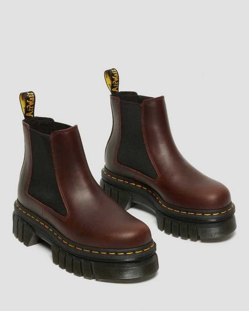 Brown Dr. Martens Audrick Brando Leather Platform Chelsea Boots | FMYLW3814