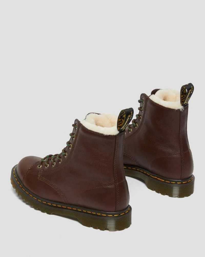 Brown Dr. Martens Barton Shearling Lined Leather Boots | HATRM9307