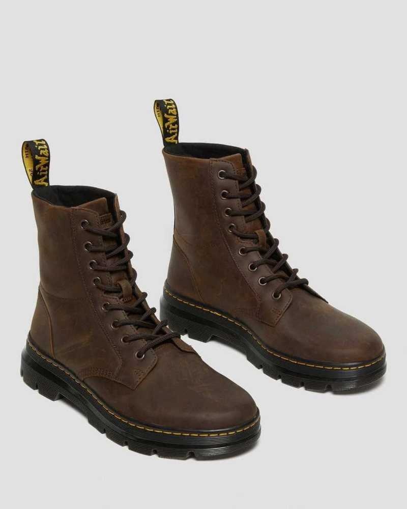 Brown Dr. Martens Combs Crazy Horse Leather Casual Boots | SGAXI1825