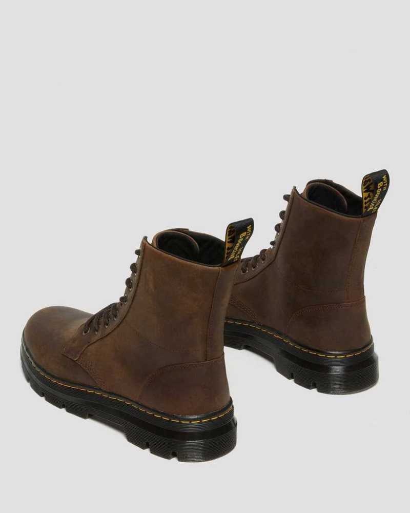 Brown Dr. Martens Combs Crazy Horse Leather Casual Boots | SGAXI1825