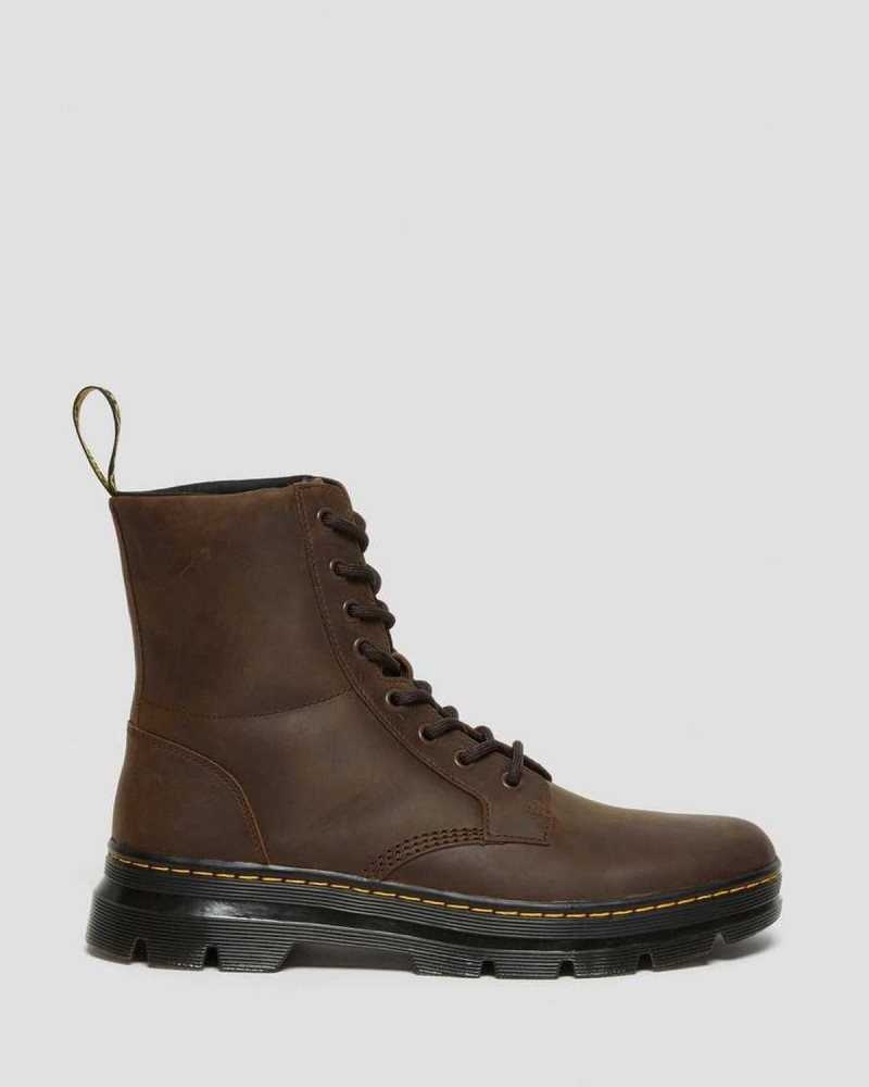 Brown Dr. Martens Combs Crazy Horse Leather Casual Boots | SGAXI1825