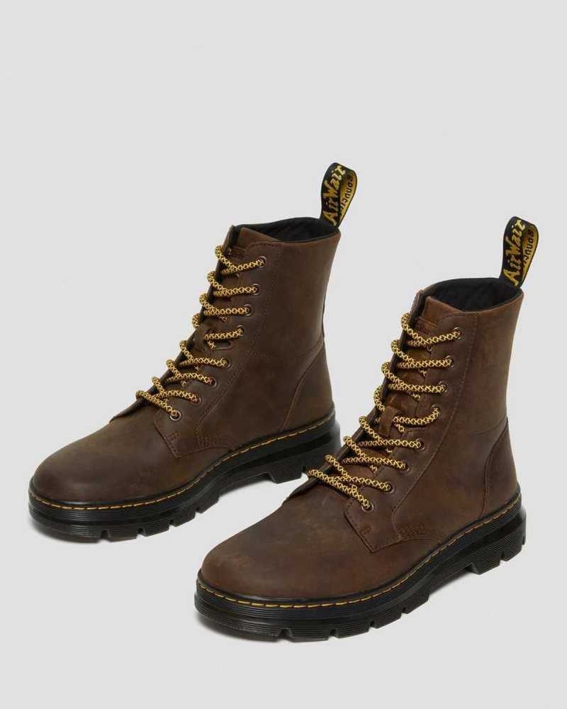 Brown Dr. Martens Combs Crazy Horse Leather Casual Boots | SGAXI1825